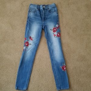 Size 00, 24 short Express Floral Embroidered Jeans